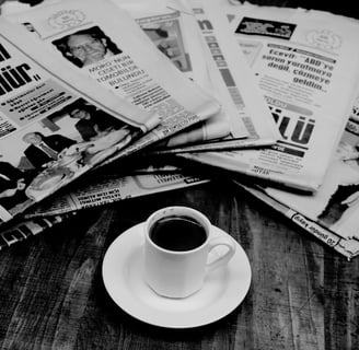a cup of coffee and a cup of -digital vs. traditional marketing