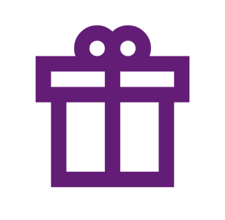 a purple gift box with a bow on it