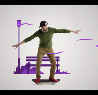 a man in a green sweater skateboarding on a skateboard