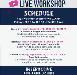 YouTube Mastery Course for Channel Managers Schedule