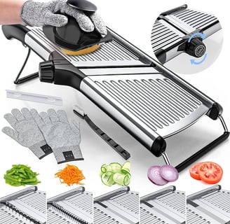 a person is using a mandolin slicer