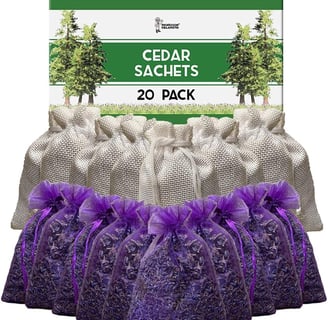 a 20 pack of cedar and lavender sachets to keep storage items fresh