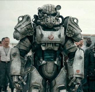 Personagens de Fallout explorando um mundo pós-apocalítico