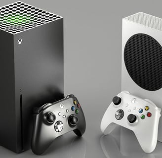 Dois videogames Xbox na versão preta e na versão branca