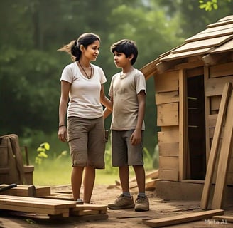 mom and son from surat at the best summer camp at purna river retreat