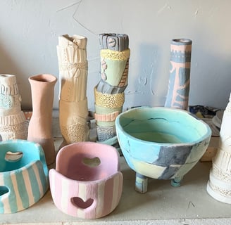 ceramic pieces ready for firing