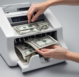 a person taking money from a cash machine