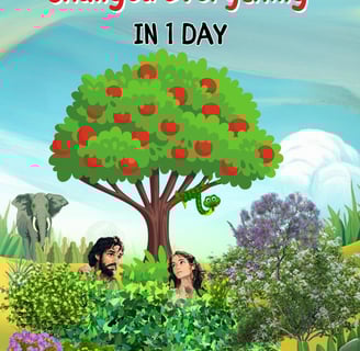 a cartoonish picture of a man and woman in a garden