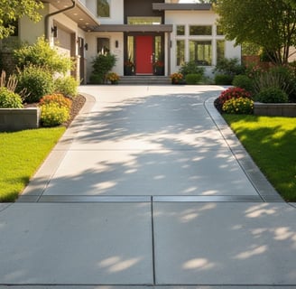 Pristine, sparkling clean concrete driveway of a home in Salt Lake City after professional cleaning