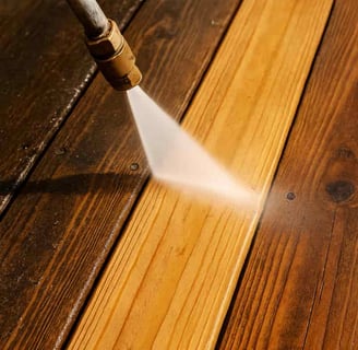 Professional deck washing removing dirt and grime from a wooden deck in Salt Lake City