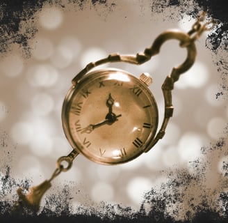 Une montre à gousset d'or entourée de poussière sombre