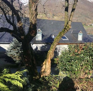vue de La grange russell depuis la voie verte à Cauterets