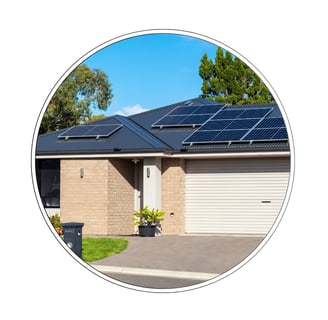 Rooftop mounted solar panels on house