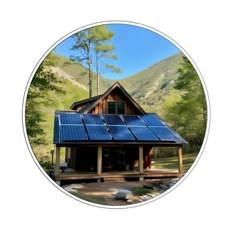 Remote off grid cabin with solar panels