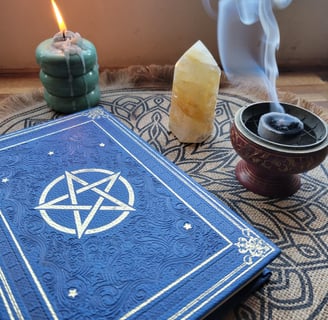 a pentagramble with a pentagram and a candle