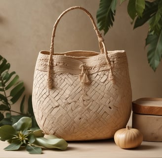 a basket weave bag with a wooden handle and a wooden handle