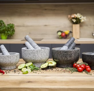 ChefSofi 1.5 Cup-Capacity Mortar and Pestle Set - Unpolished Heavy Granite for Enhanced Performance