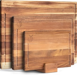 Cutting Board Set (15.75 x 1213 x 9.510 x 7 in) out of Solid Acacia Wood - 0,8 in Thick Cutting Boards for Kitchen