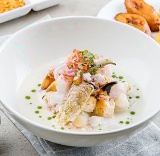Fotografía de portafolio de un plato de mariscos