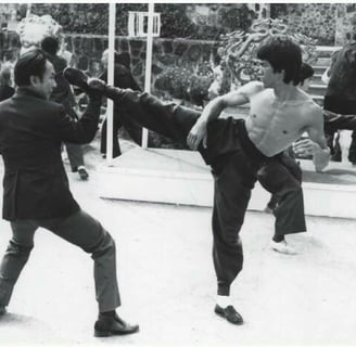 Bruce Lee speed kicking.