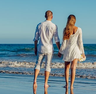 Romantic beach walk.