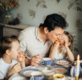 Father with kids.