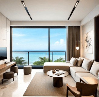 a living room with a couch and a television