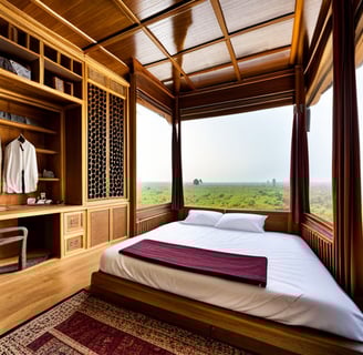 a bedroom with a bed and a closet