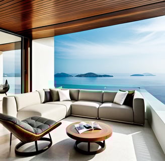 a couch with a chair and a table with a coffee table