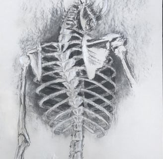 a skeleton drawing fading away