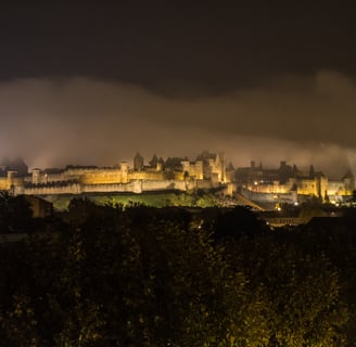 Night view of the Cité de Carcassonne