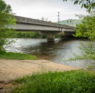 Hunter Bridge Boat Ramp and River Access on the Watauga River Elizabethton Tennessee