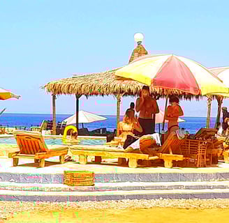 Enjoying the swimming pool at Bedouin star