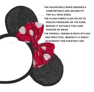 a minnie mouse ears with a red bow tie