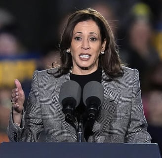 Kamala Harris giving a speech