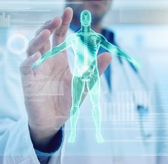 a doctor holding a green and white medical device