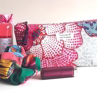 etite trousse à maquillage en toile de coton rosy