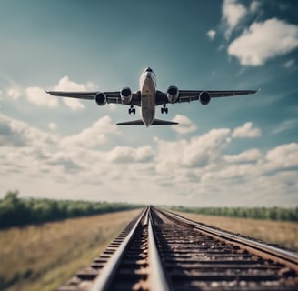 avion survole train rail