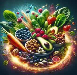 Lejra a variety of fruits and vegetables in a circle