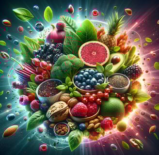 Lejra a colorful fruit and veggie bowl with superfruits and nuts