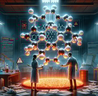 lejra two people standing in front of a large sucralose molecule