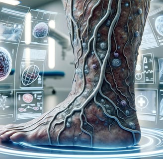 lejra a human foot and a digital interface