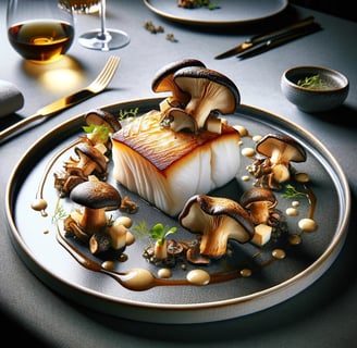 lejra cod fish fillet with mushrooms porcini
