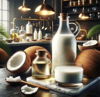 lejra a bottle of coconut oil and coconut oil