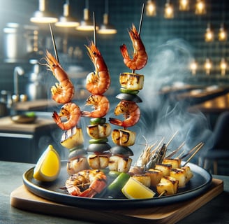 lejra skewers food with shrimp and shrimp