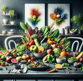 lejra table with a bunch of fruits and vegetables