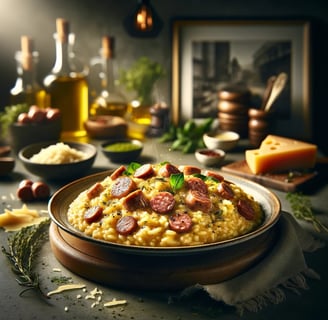 lejra a bowl of risotto pepperoni taleggio