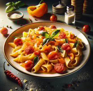 Lejra pasta bell pepper cherry tomatoes