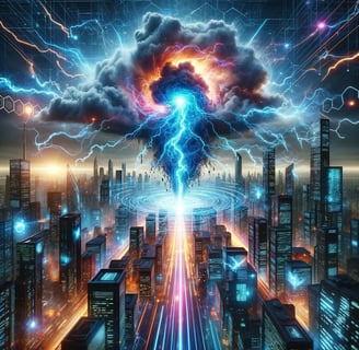 a cityscape of a city with lightning bolt bolt bolt bolt bolt bolt bolt