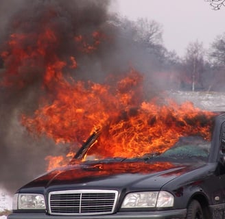 a car has met with fire accident